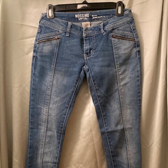 Mossimo Supply Co. Skinny Jambe Moulante Low Rise Blue Jeans Juniors Size 1 VGUC - Picture 1 of 15